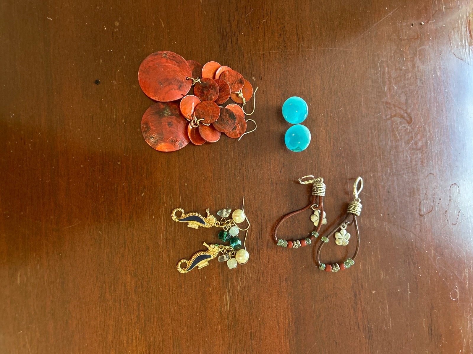 Vintage Pierced Earrings Lot Drop Dangle Enamel 