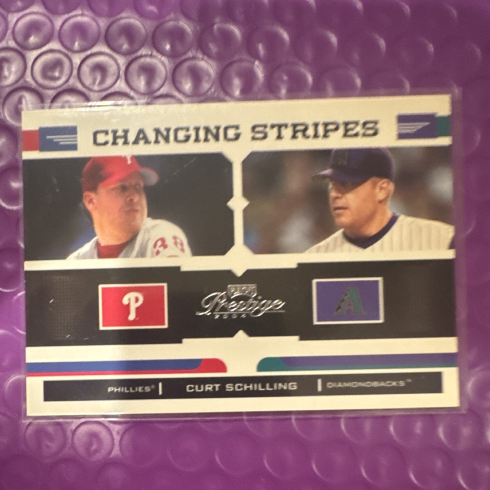 DONRUSS/PLAYOFF 2004 Playoff Prestige Curt Schilling #CS-9 Changing Stripes DONRUSS/PLAYOFF 2004 Playoff Prestige Curt Schilling #CS-9 Changing Stripes