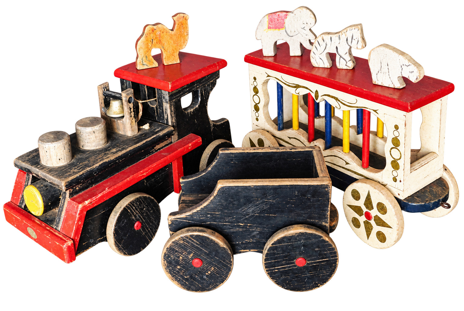Vintage 1953 Grandad\'s Toy Shop Wooden Circus Train Set Vermont Folk Art