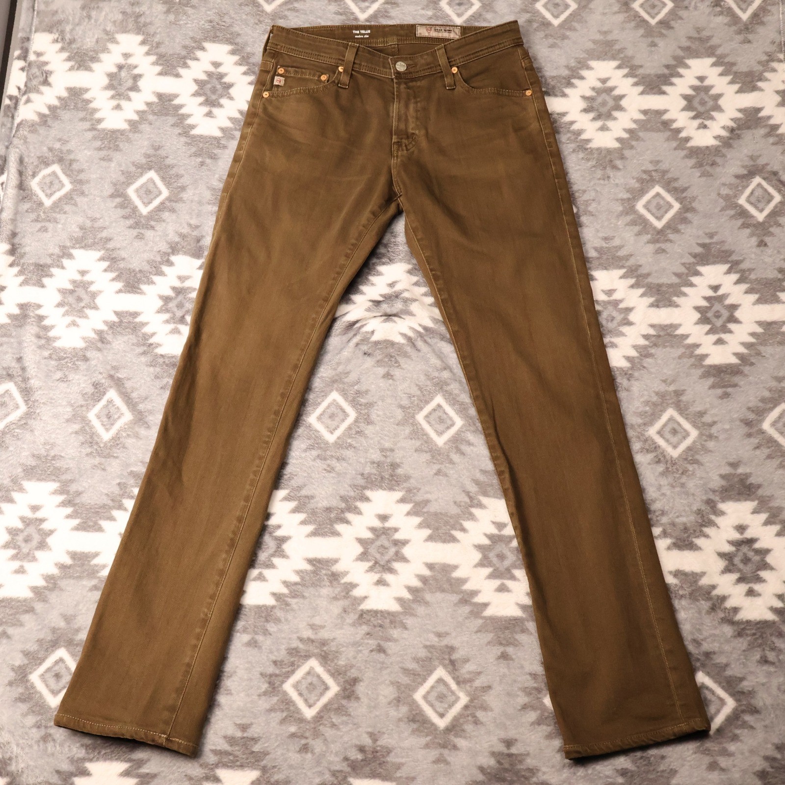 AG Adriano Goldschmied The Tellis Slim Jeans Olive Brown 29R 29x32.5\