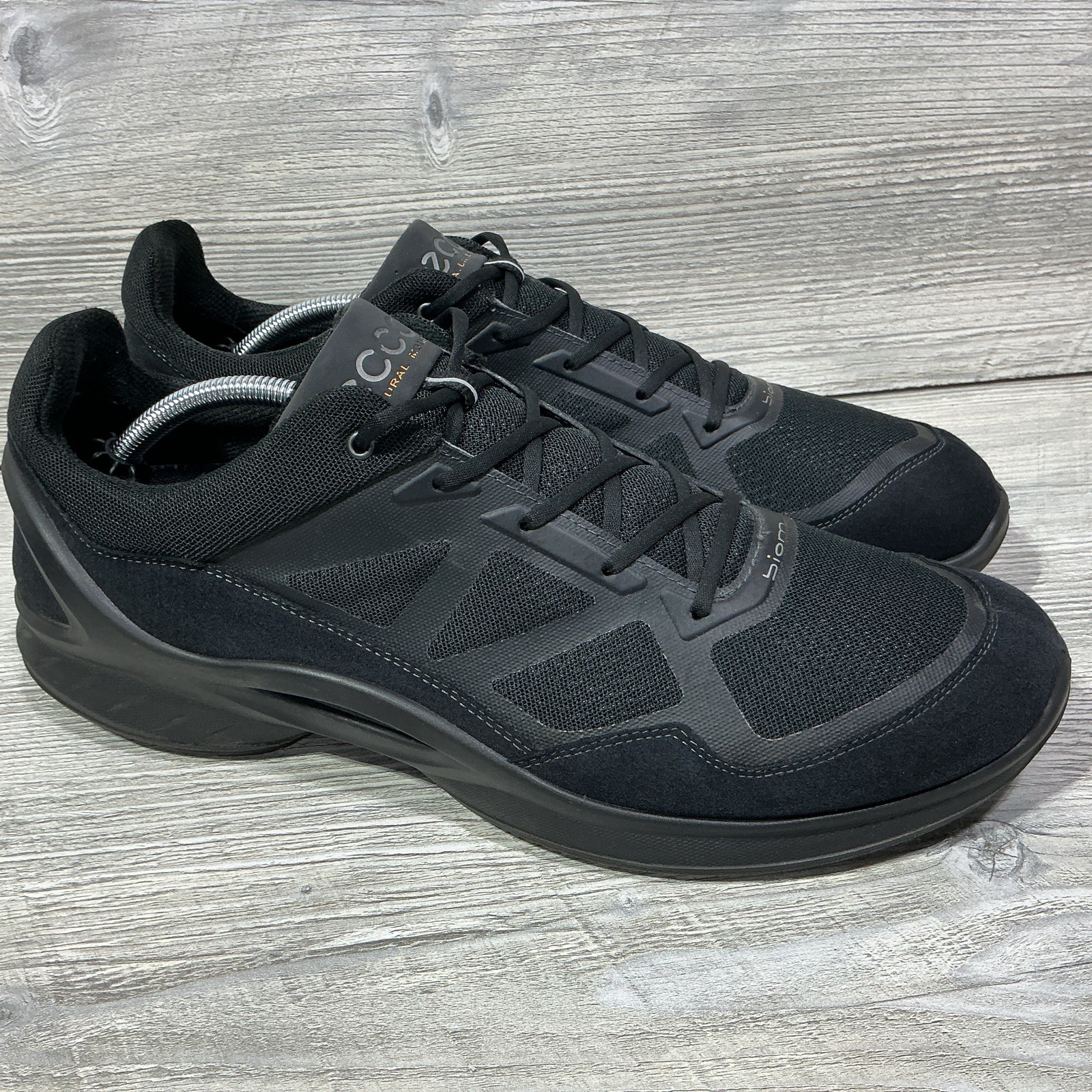 ECCO Biom Fjuel Shoes Mens 14 48 Black Mesh Suede Low Natural Motion Activewear