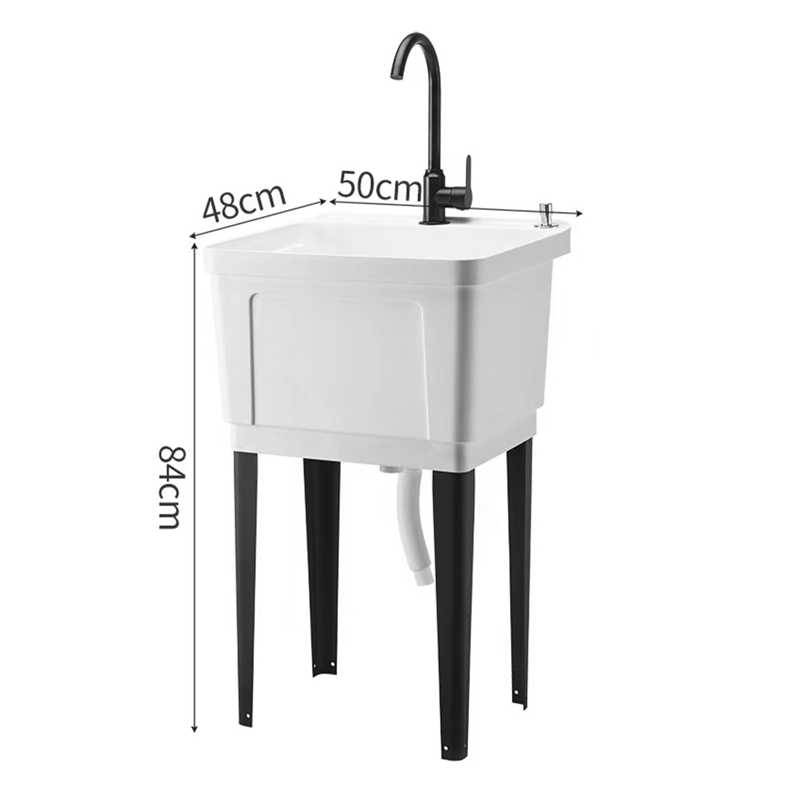Plastic Utility Sink Laundry Tub with 360° Rotatable Faucet, 19\'\' x 19\'\' x 33\'\'