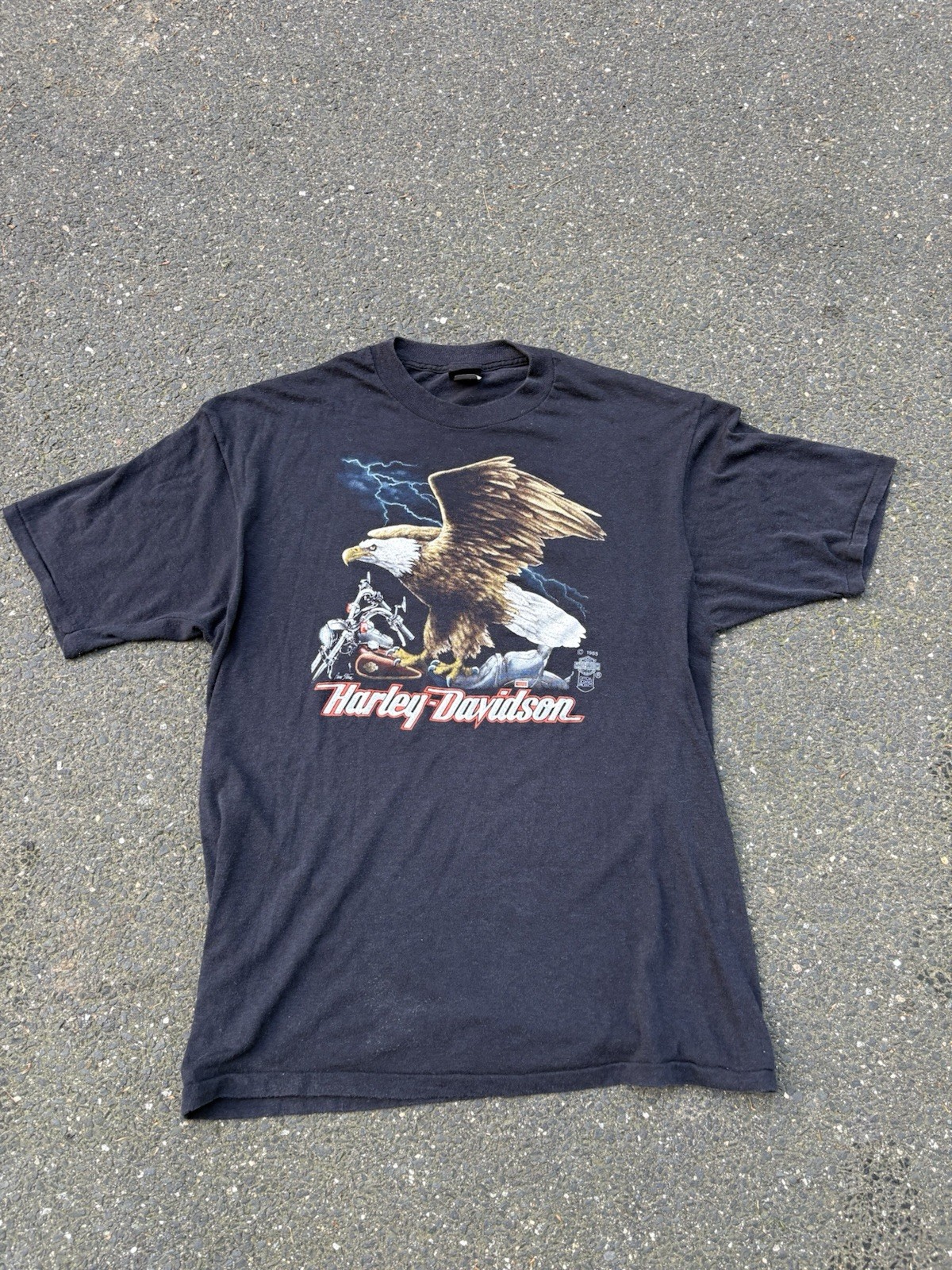 Vintage Rare 1985 3d Emblem Lightning Eagle Harley Davidson Shirt Size Xl