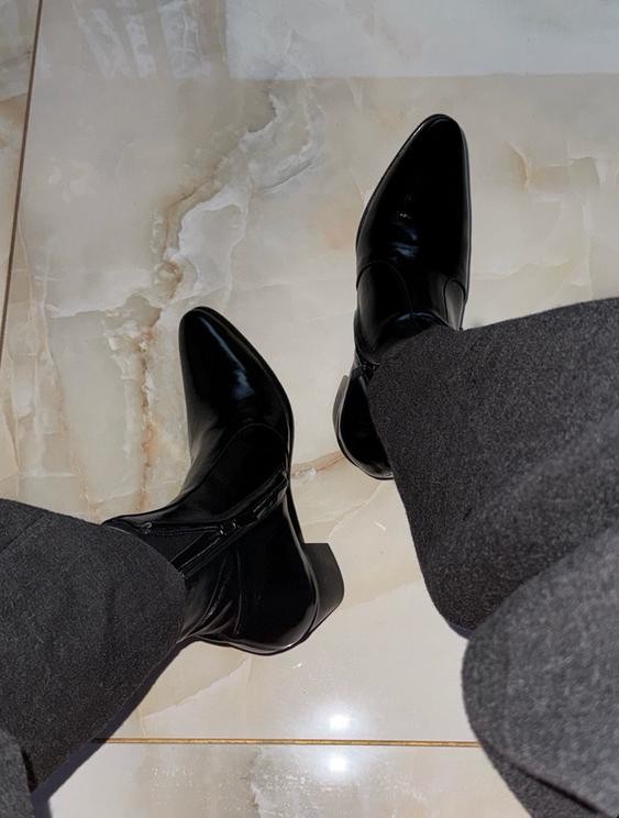 Occident Men\'s Leather Pointed Toe Side Zip Ankle Boots Casual Dress Party Shoes