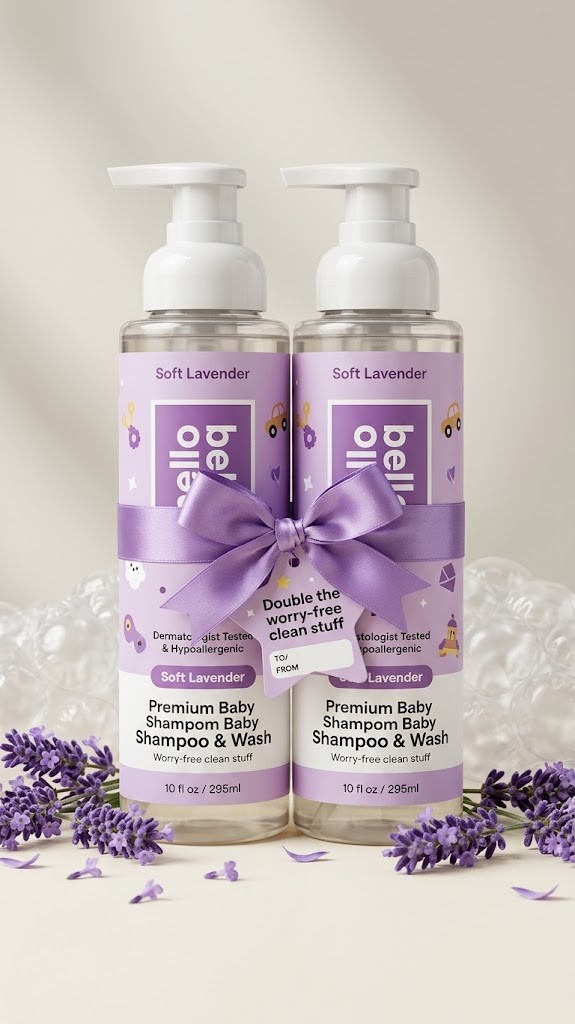 Hello Bello Premium Baby Shampoo & Wash Soft Lavender 10oz 2-Pack Gift Set NEW