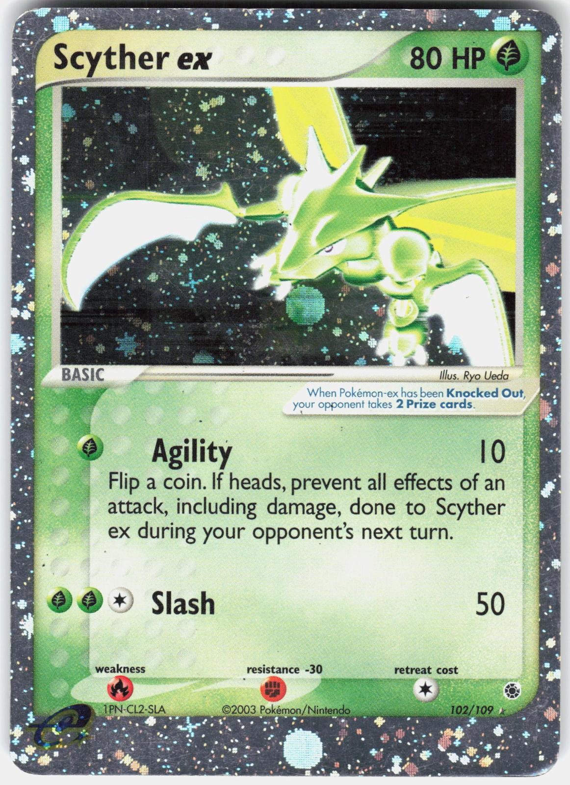 Pokemon Scyther ex 102/109 Holo EX Rare Ruby & Sapphire Pokemon Near Mint