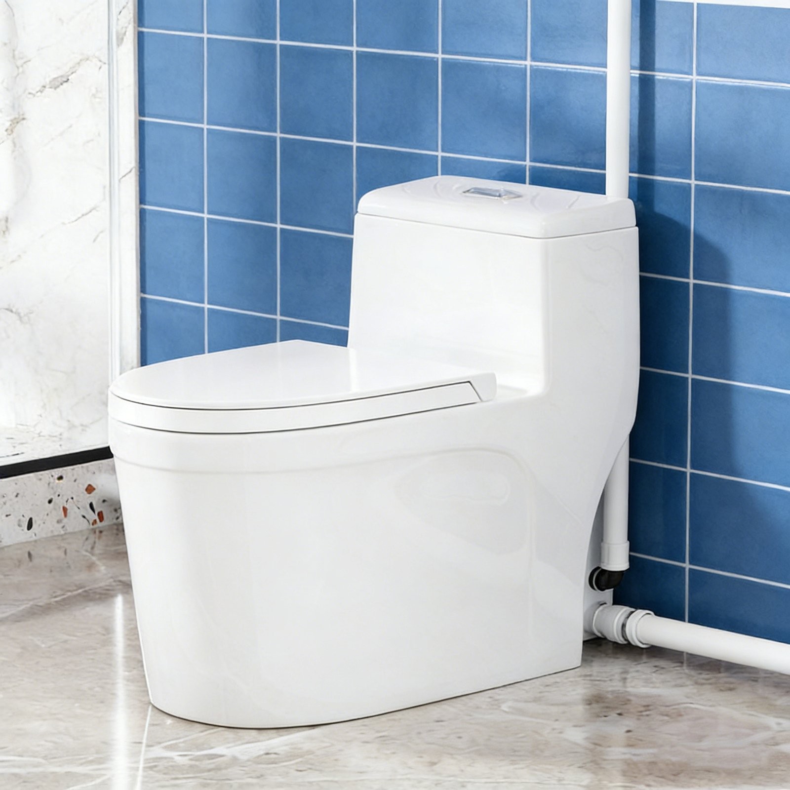 600W One Piece Macerating Toilet System Upflush Toilet with Pump for Basement