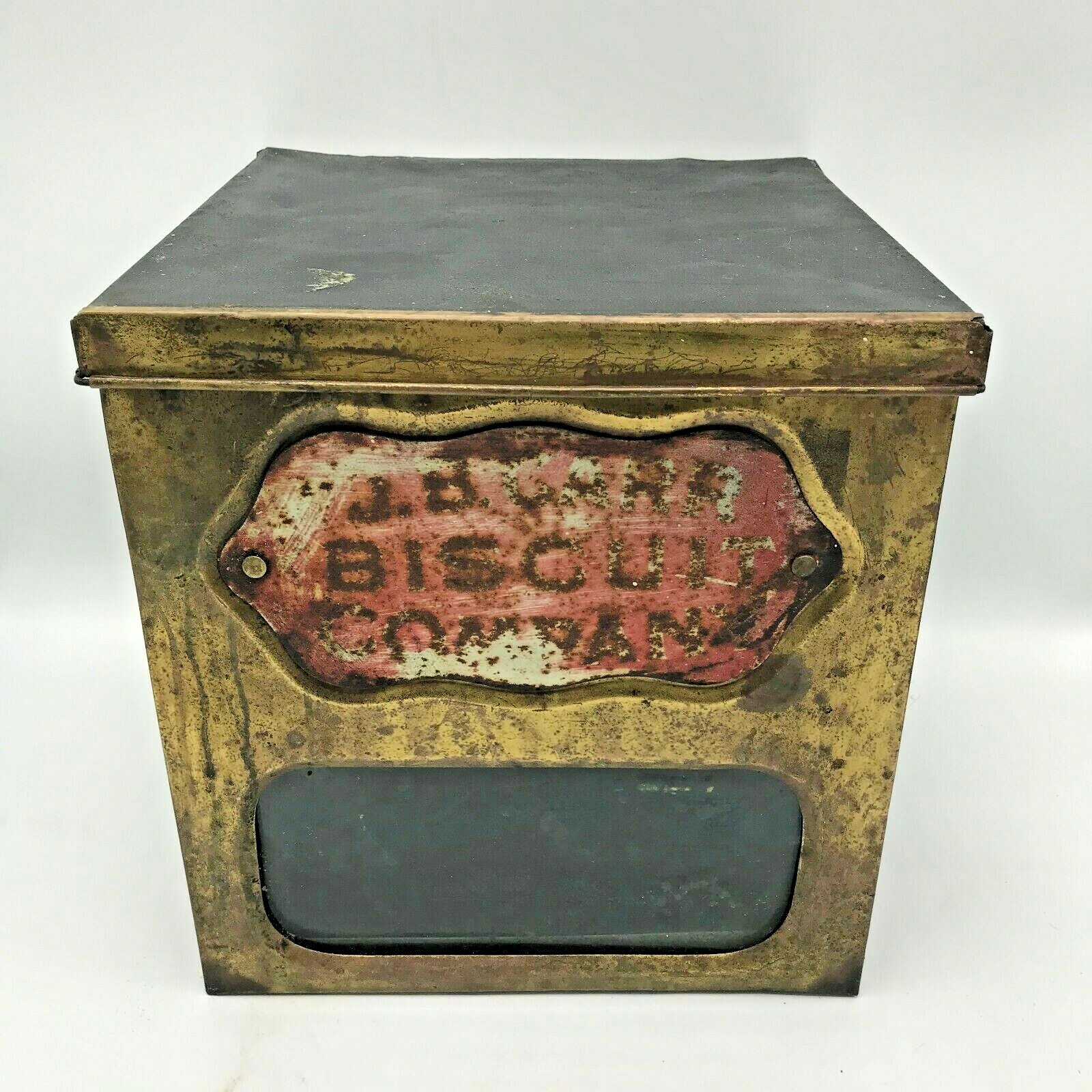 Rare J B Carr Biscuit Company Metal Box Tin Display Cookies Advertising J.B. 