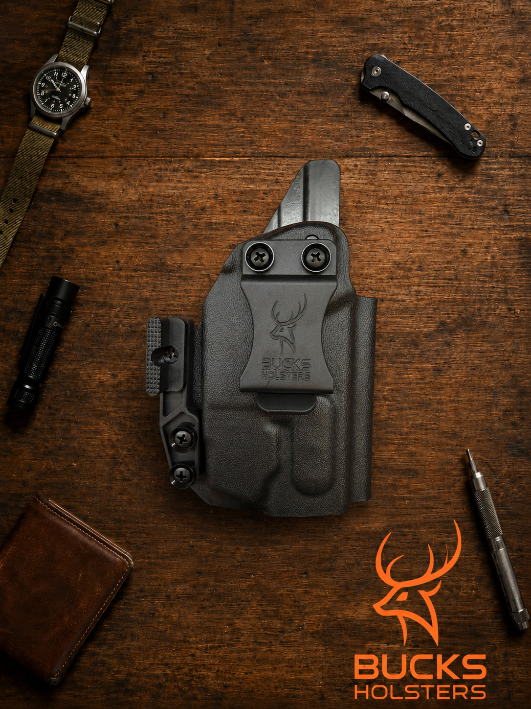 IWB Holster for GLOCK 19 23 45 with Olight PL X PLX W/ Claw * Bucks Holsters USA