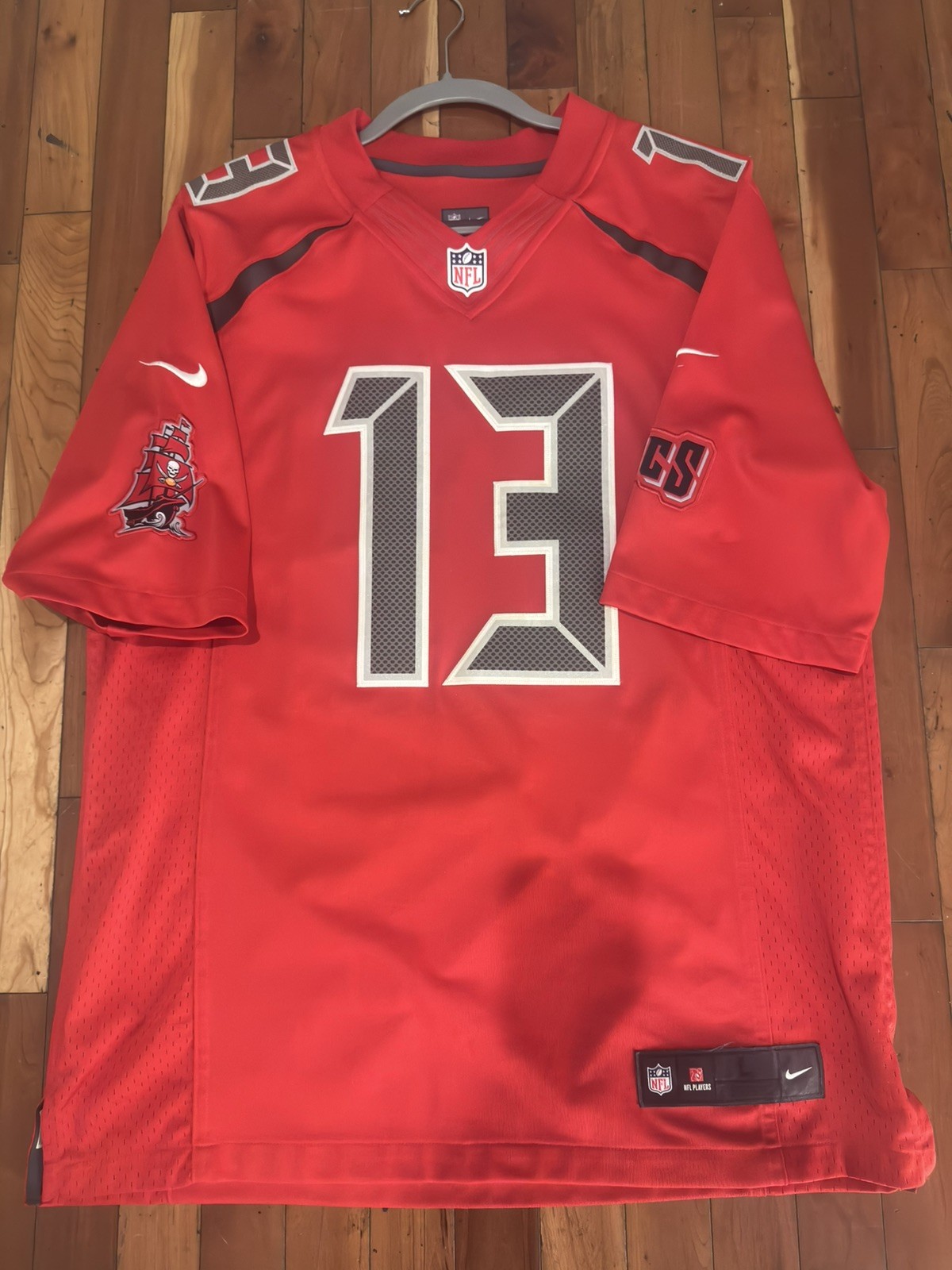 Mens NIKE L Tampa Bay Buccaneers Jersey Red NFL #13 Mike Evans COLOR RUSH LEGEND