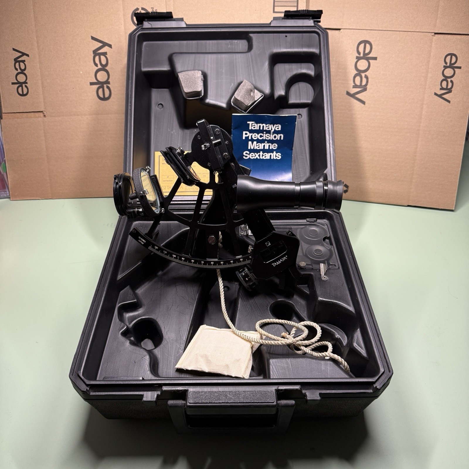 Vintage Tamaya MS-733 Spica Micrometer Marine Sextant w/ Case Certificate Japan