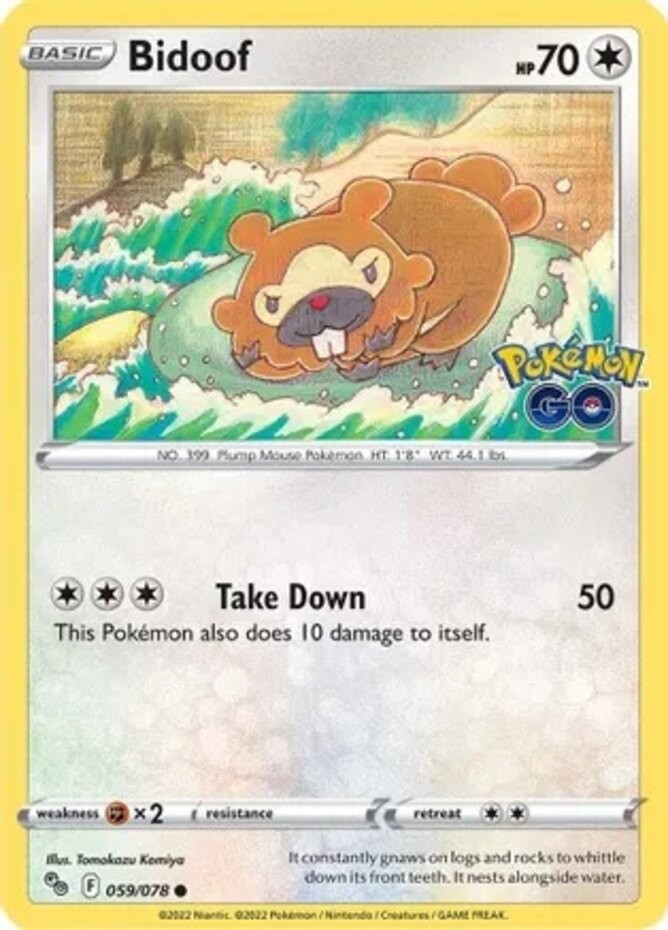 Bidoof - 059/078 - Common (Near Mint) Pokemon Go - Colorless Pokémon