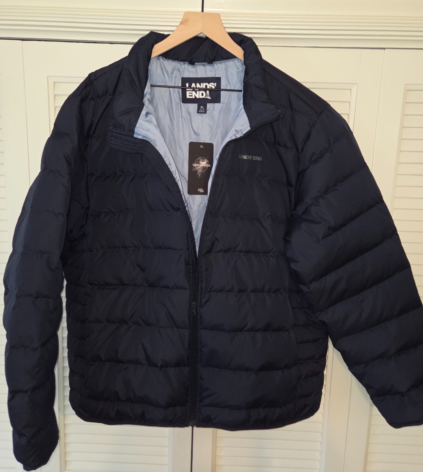 NWT Lands\' End Men\'s Size XL 600 Fill Down Puffer Jacket Navy Blue