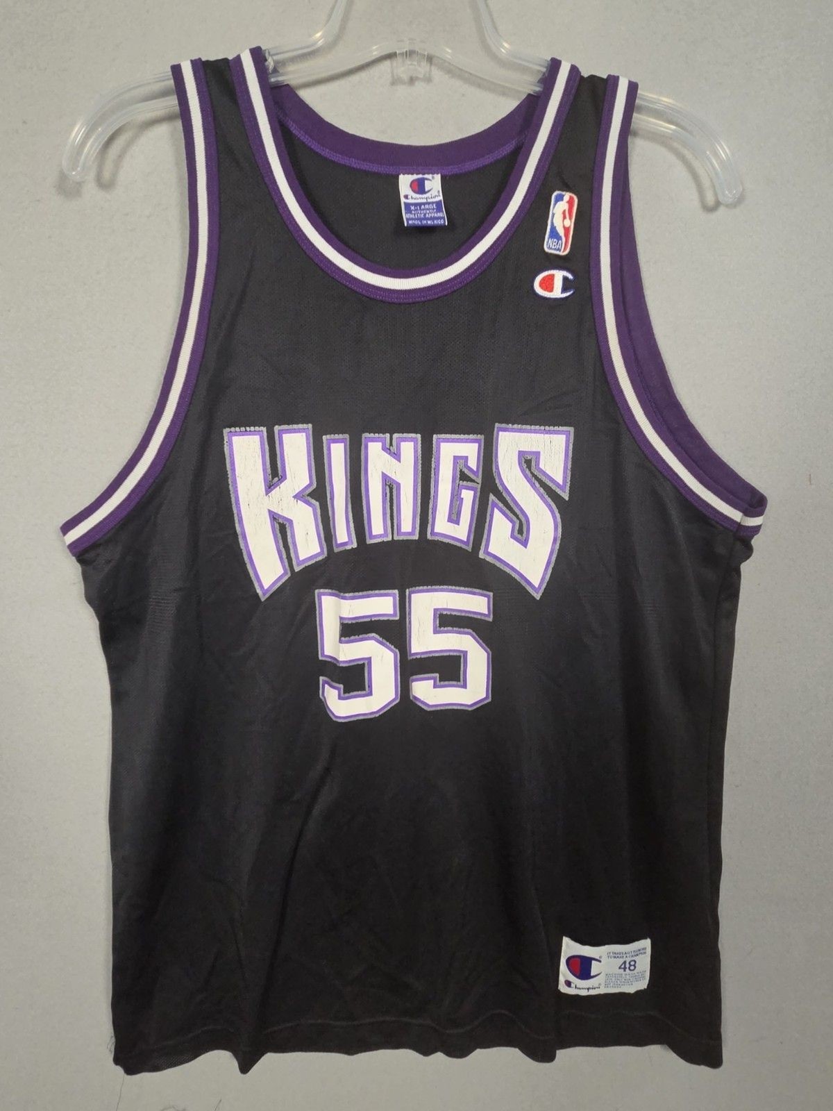 Vtg Champion Sacramento Kings Jason Williams #55 Black/Purple Jersey size XL 48
