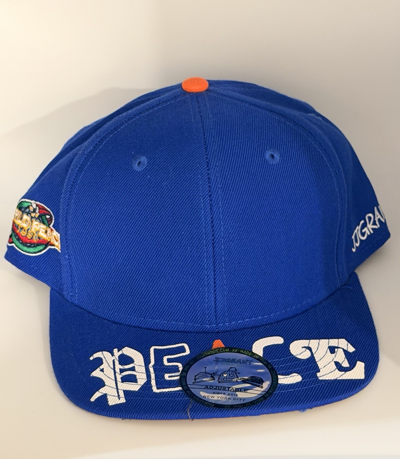 JJGRANT World Peace Blue Orange Baseball Hat Snapback PEACE Patch One Size JJGRANT World Peace Blue Orange Baseball Hat Snapback PEACE Patch One Size