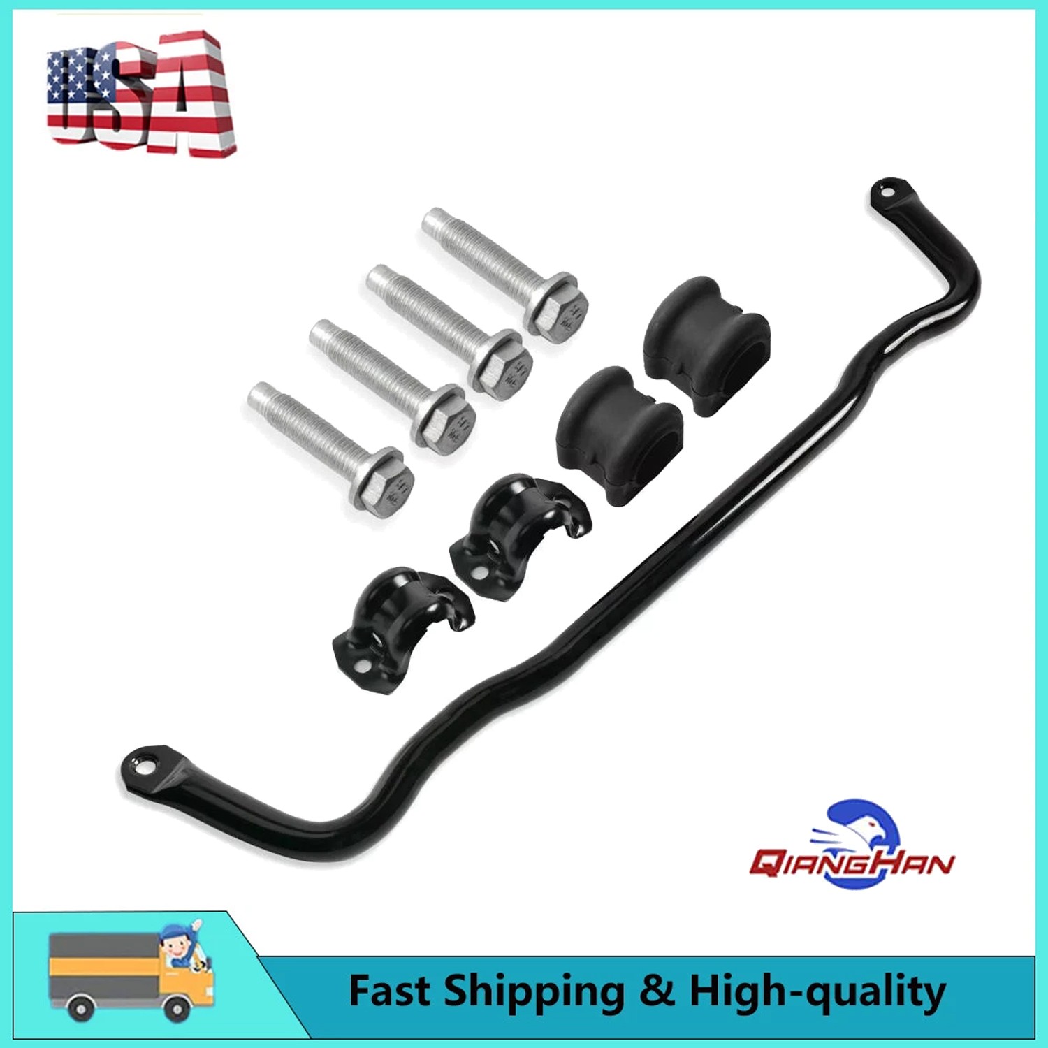 Front For 2011-2018 Ram 1500 4WD Stabilizer Sway Bar Assembly 55398938AC Black