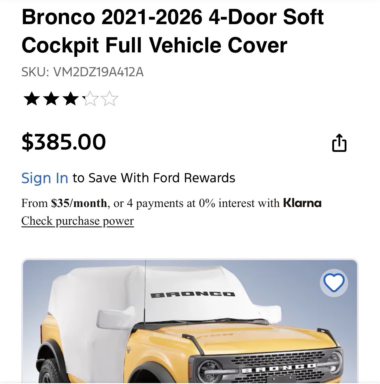 2021-2026 Ford Bronco 4door Soft Cockpit Full Vehicle Cover 2021-2026 Ford Bronco 4door Soft Cockpit Full Vehicle Cover