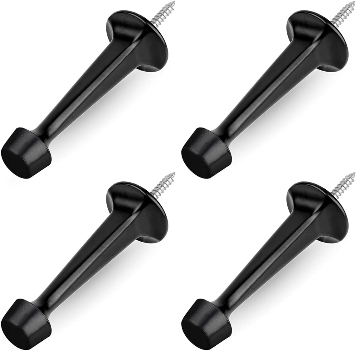 4 Pack Heavy Duty Solid Rigid Door Stop with Soft Rubber Tip, Zinc Die Cast