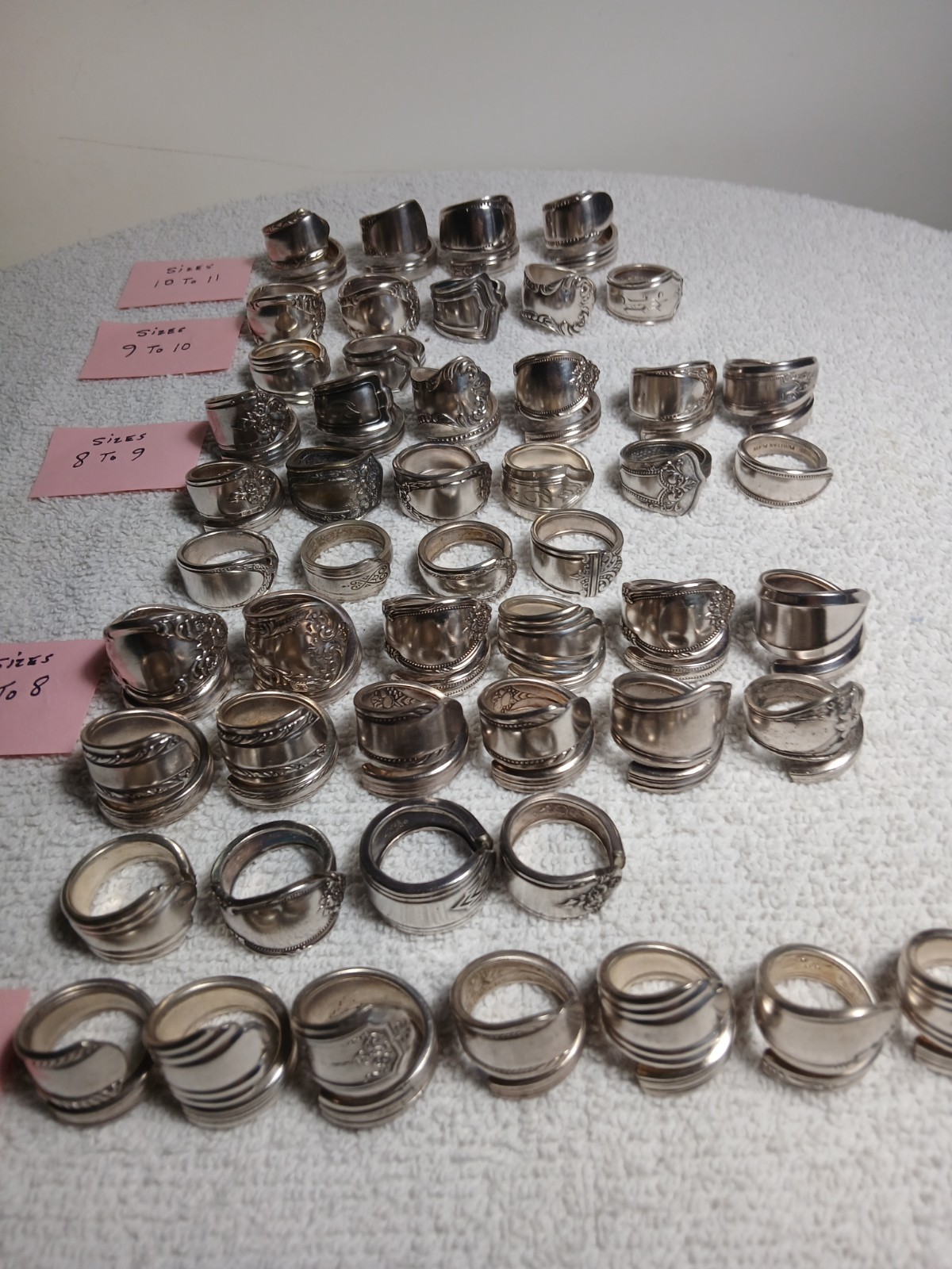 50 Vintage Used Handmade Silverplate Spoon Rings Mixed Sizes & Styles.
