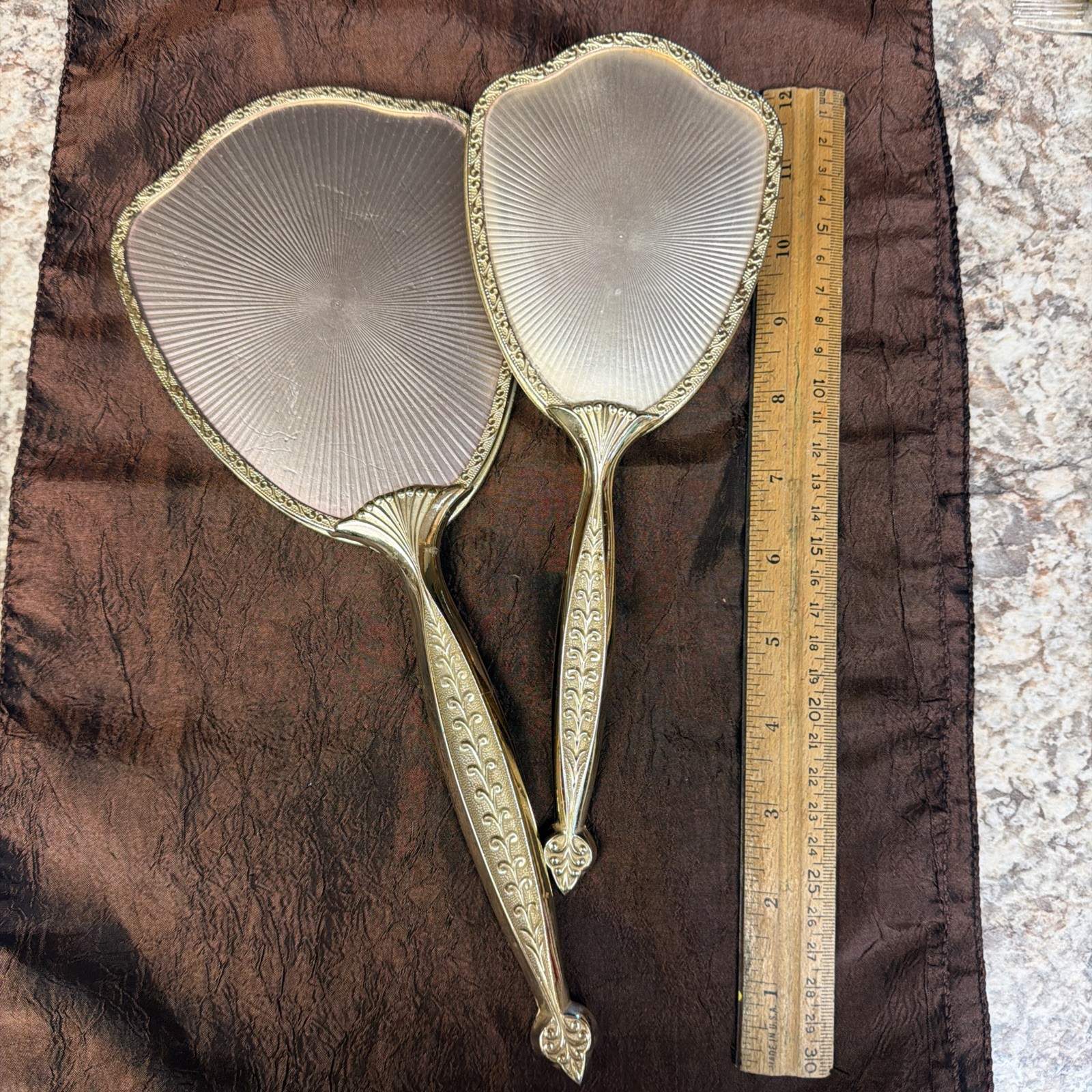Vintage Vanity Set Brush & Mirror 1950’s Gold & Silver Vintage Vanity Set Brush & Mirror 1950’s Gold & Silver