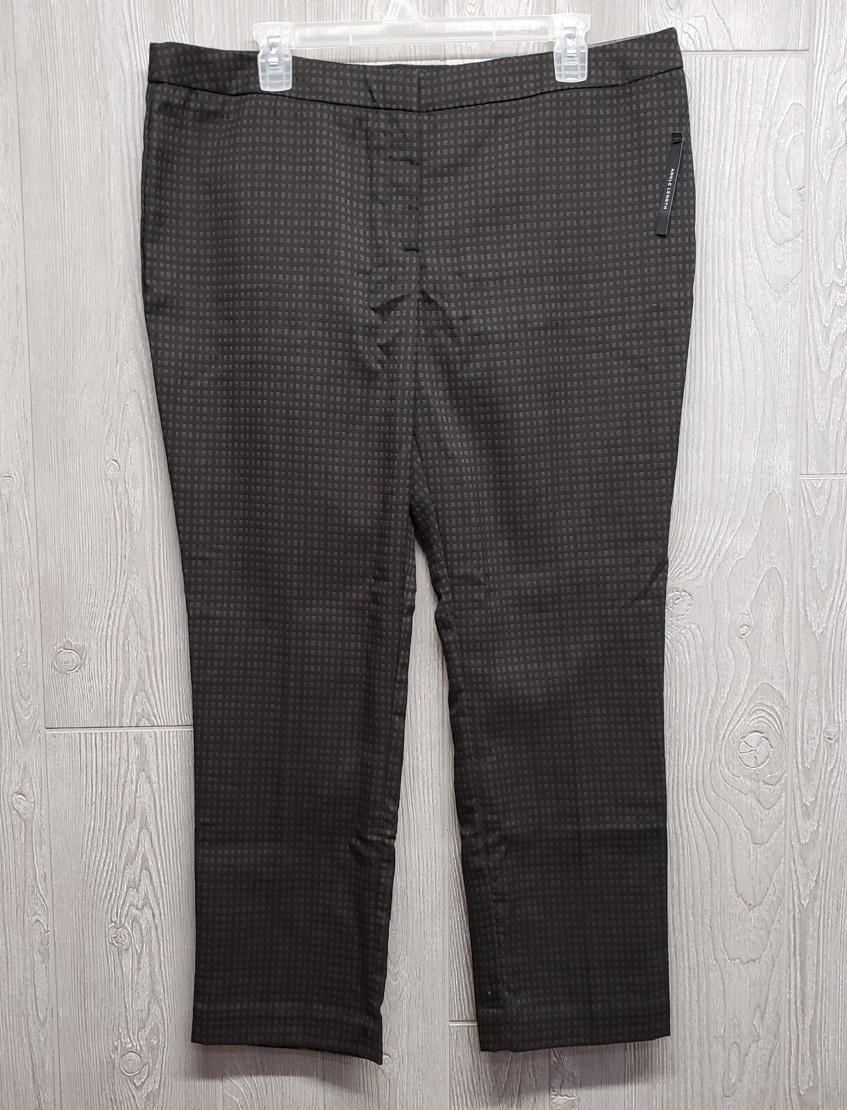 Worthington Pants Womens 16 Slim Fit Ankle Dress Black Brown Check 36x27 Low NWT