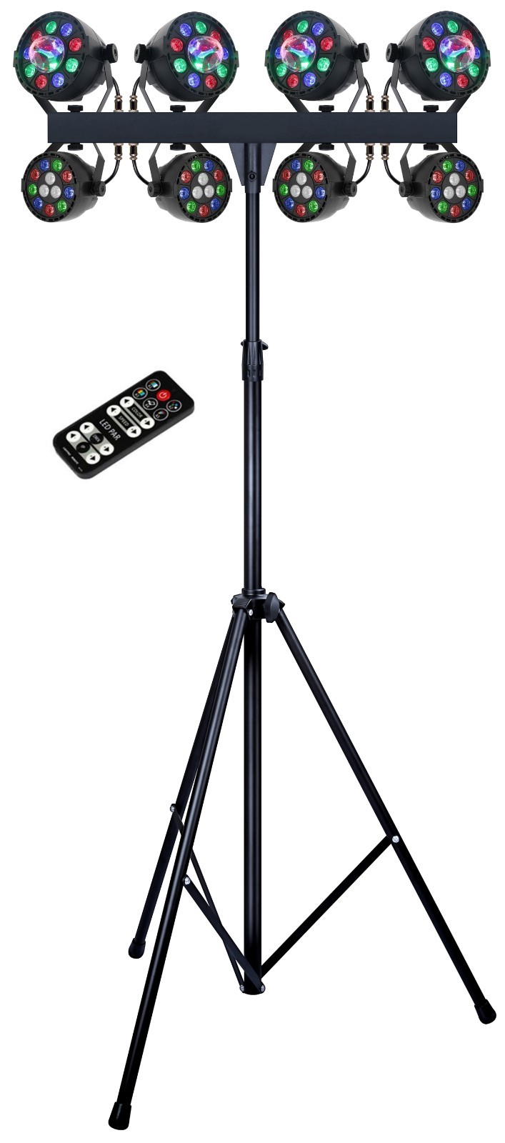 Complete Professional 8-Par Stage LED Lights DJ Band DMX System & Stand MU-L64AG