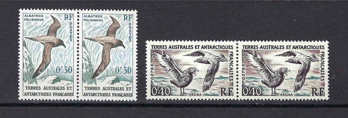 1959 French Antarctic Territories Sc# 12-13 Albatross Bird 2 pairs MNH