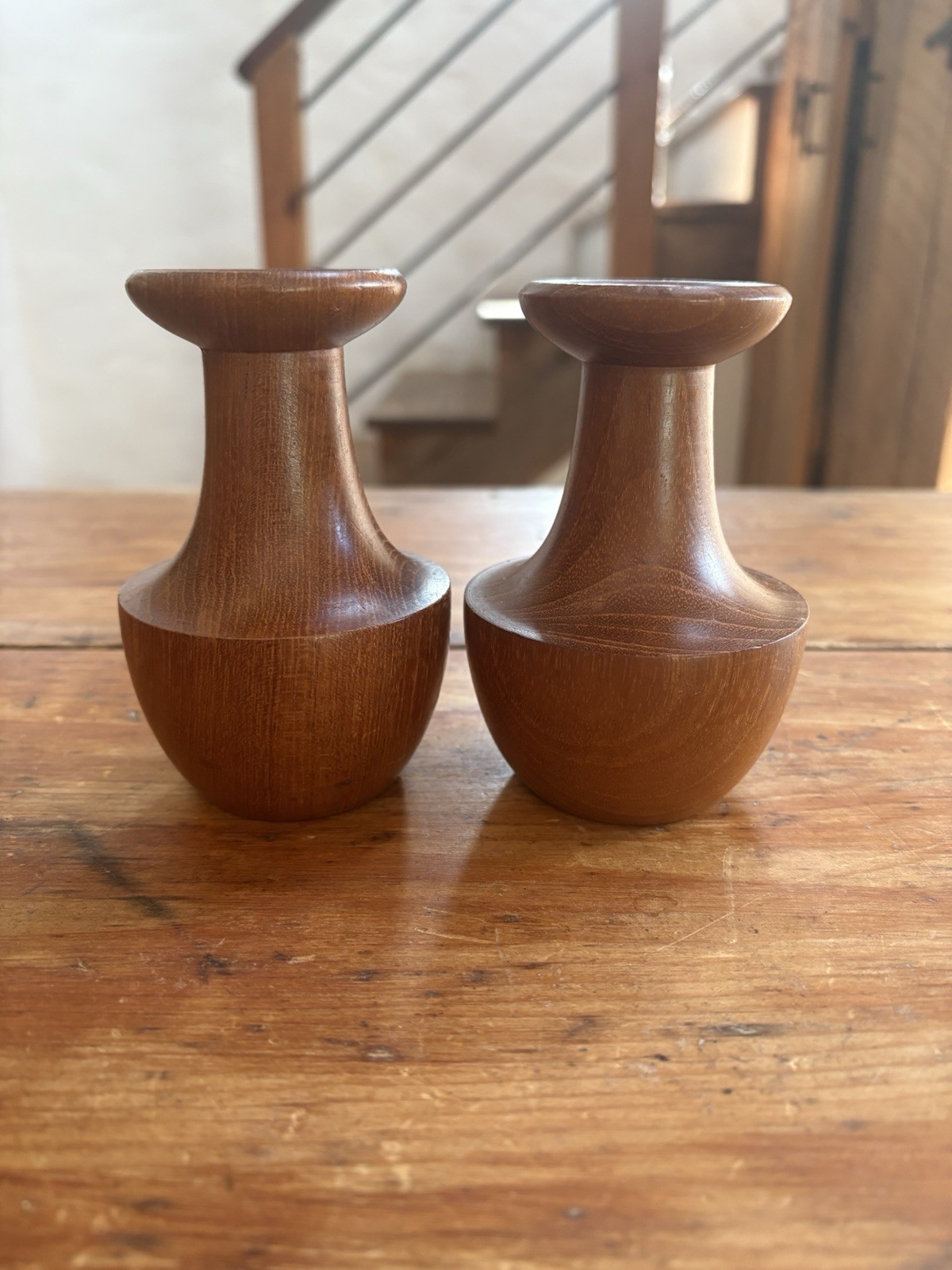 Scandinavian Modern Teak Candle Holders Modernist Mid-Century MCM 