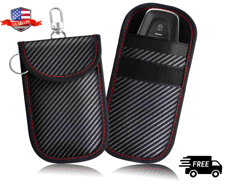 2x Car Key Signal Blocker Faraday Pouch Case - Fob Keyless RFID Blocking Cage...