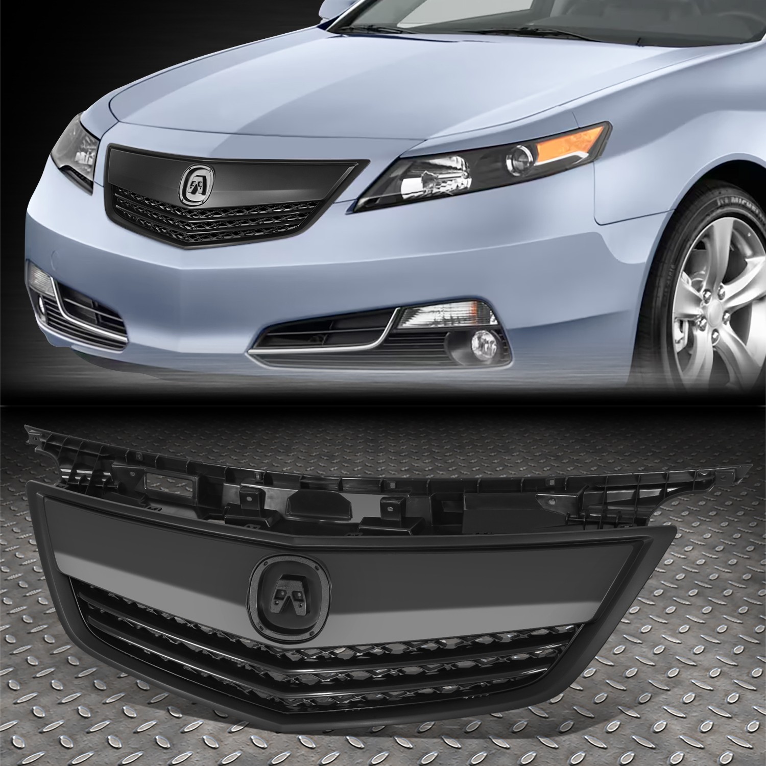 For 12-14 Acura TL OE Style Matte Black Front Bumper Hood Grille Grill Assembly