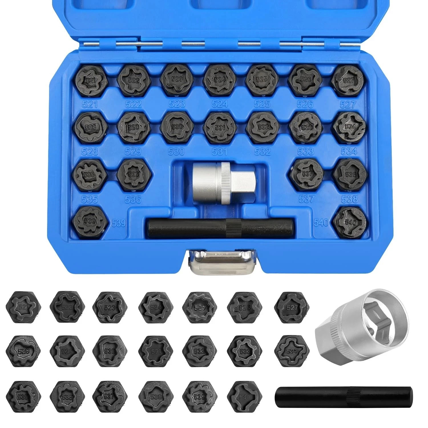 JEUCLEL 22PCS Wheel Locking Nut Key Kit 22 pieces, 22Pc Socket Set  *READ*