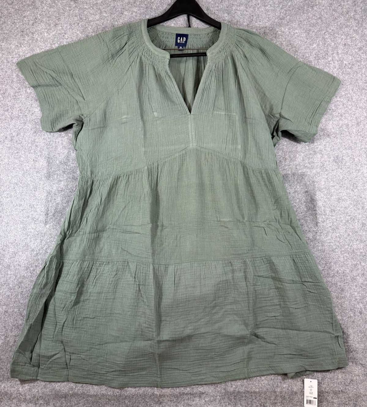 Gap Gauze Crinkle Dress Womens 2XL Green Soft Cotton Relaxed Short Sleeve NWT Gap Gauze Crinkle Dress Womens 2XL Green Soft Cotton Relaxed Short Sleeve NWT