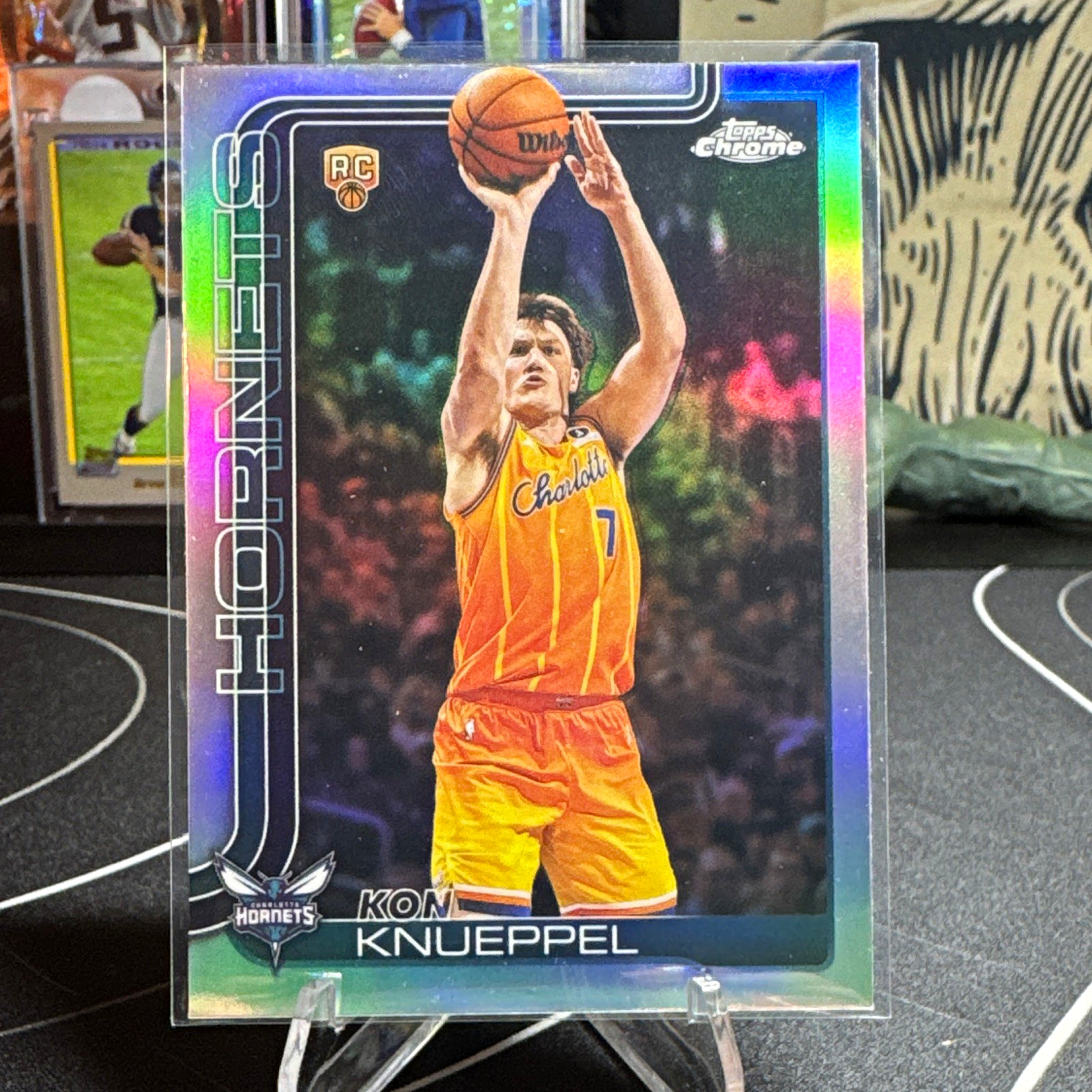 2025-26 Topps Chrome Update Kon Knueppel RC Refractor #154 Hornets