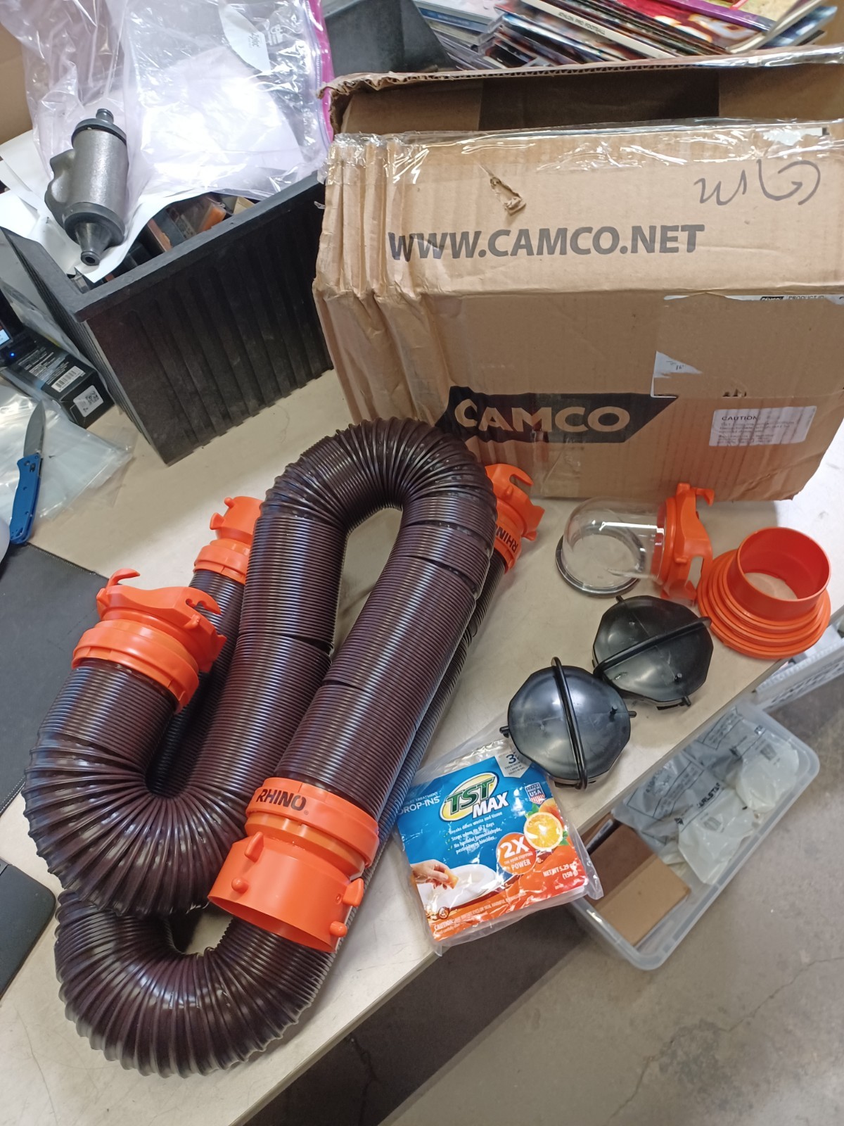 Camco RhinoEXTREME 20\' Sewer Hose Kit w 1 Elbow Caps | Bundle of 2