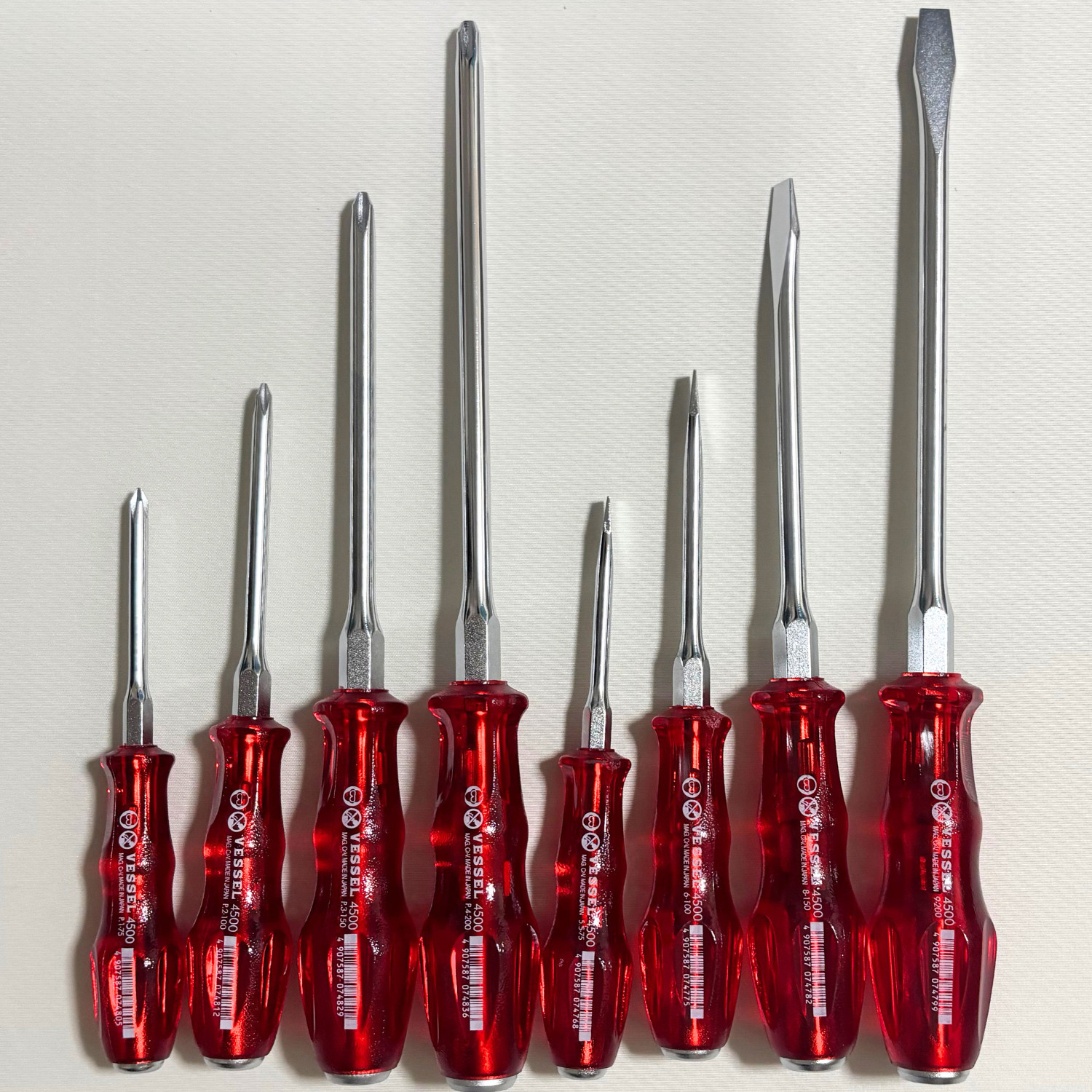 VESSEL 4500 Power Grip screwdriver full SET of 8 NEW  w／Tracking