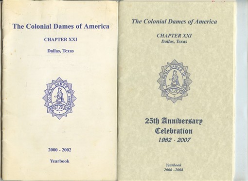 The Colonial Dames of America Chapter XXI Dallas TX Yearbooks 25th Anniversary