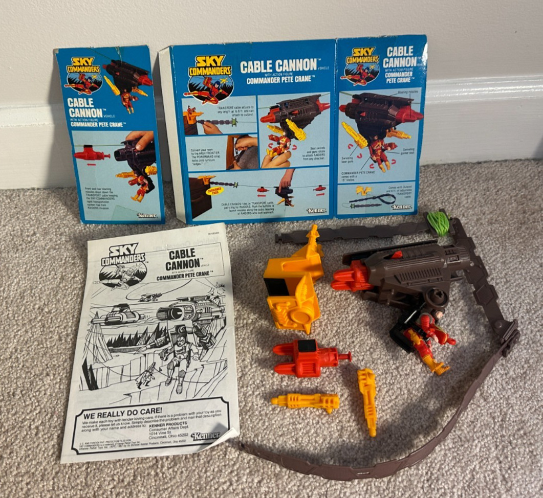 1987 Kenner Sky Commanders Cable Cannon Pete Crane Vintage w/ Instructions
