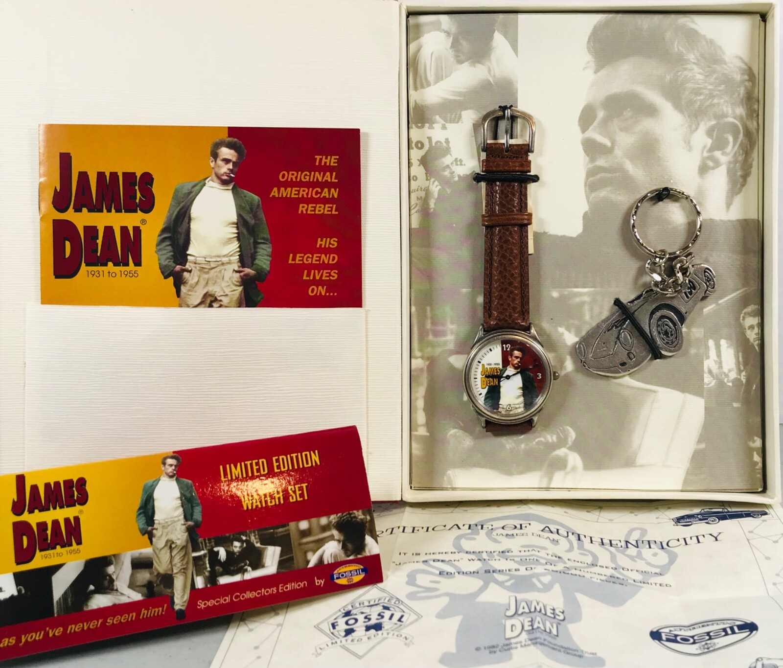 1993 Fossil James Dean Collector\'s Lmt. Ed. Watch Keychain LI-1045 - New Battery
