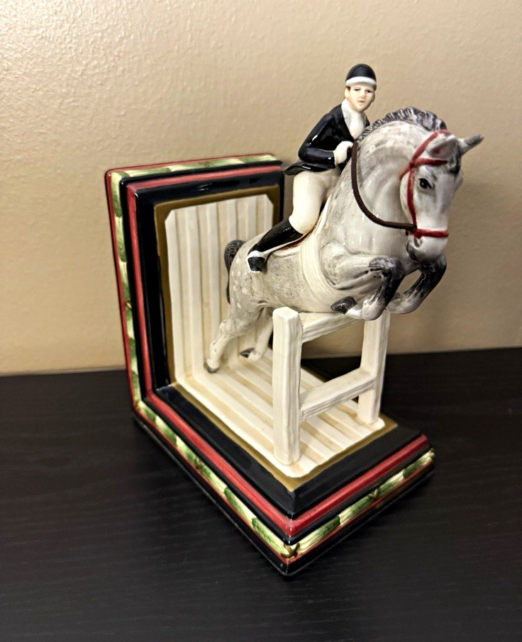 Fitz and Floyd Porcelain Horse & Rider Bookends Handcrafted Equestrian Fitz and Floyd Porcelain Horse & Rider Bookends Handcrafted Equestrian