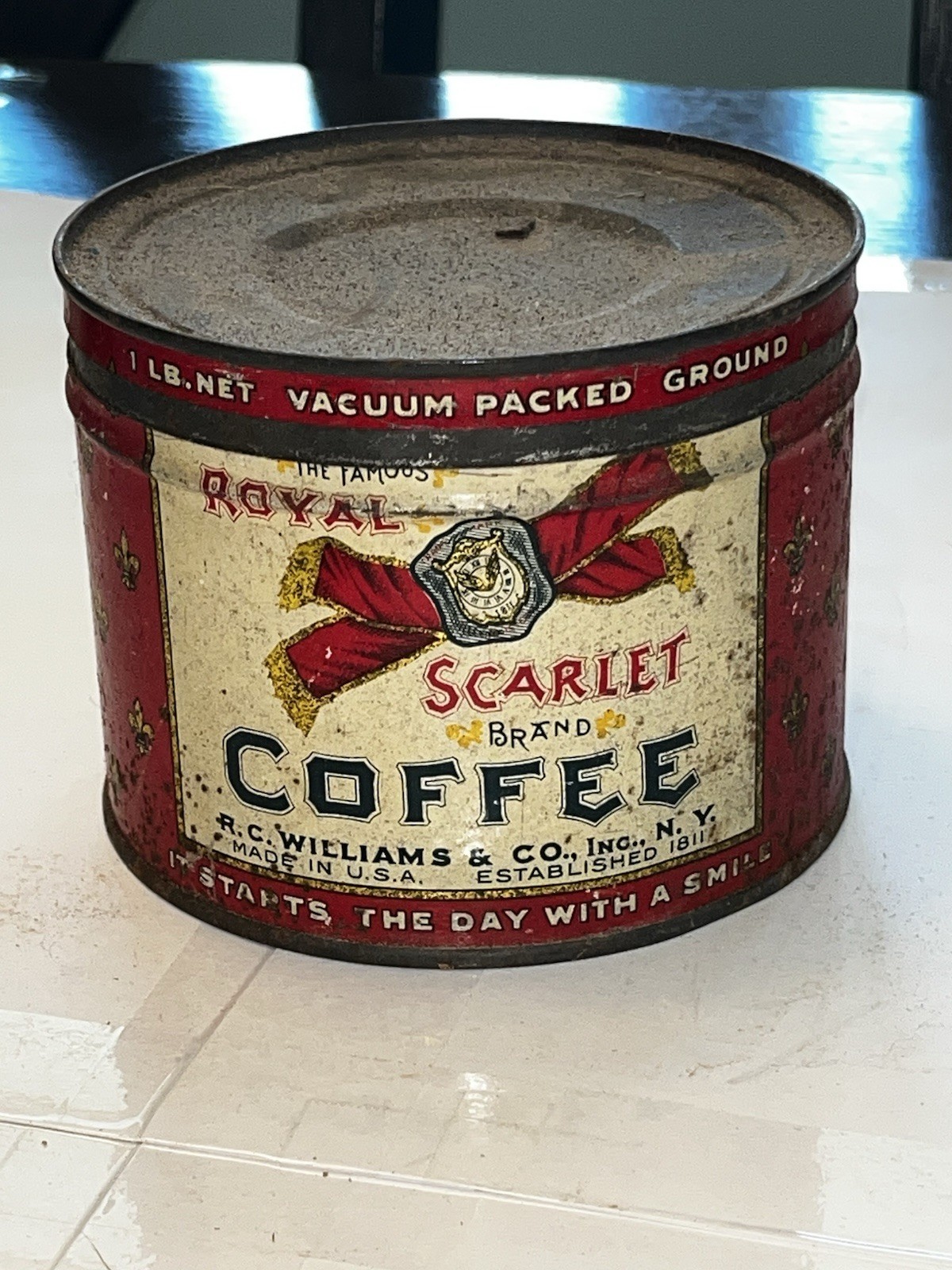 Vintage Royal Scarlet Coffee Metal  Coffee Can Tin
