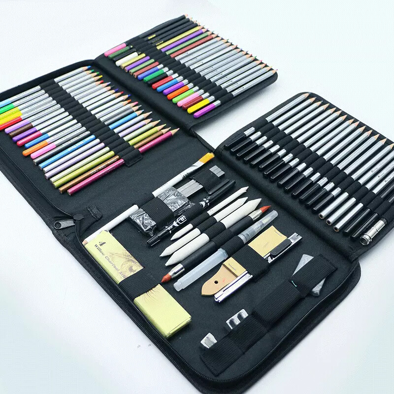 83pc Professional Drawing Artist Kit Pencils Sketch Charcoal Art Set Adults Bag