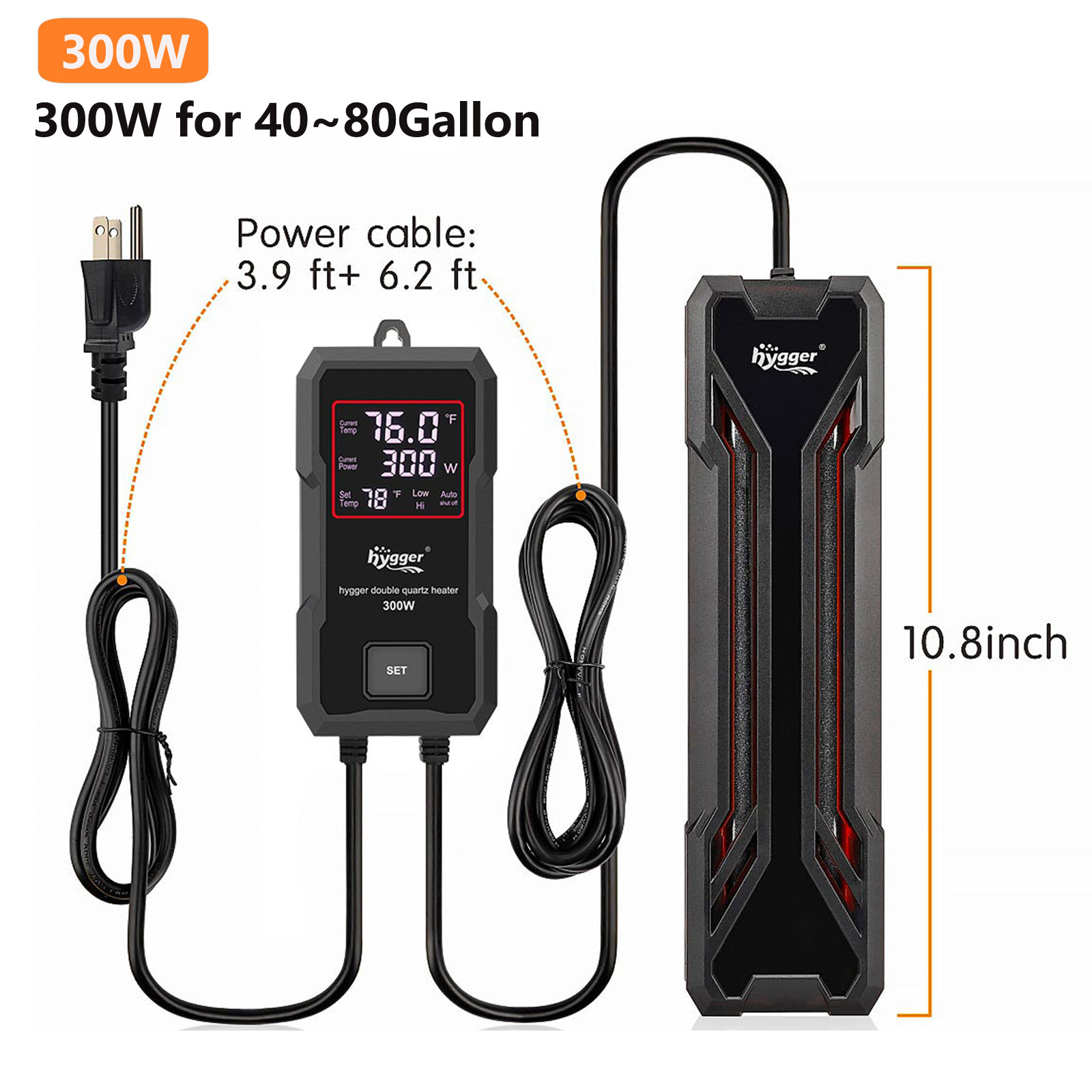 hygger 100W/300W/500W/800W/1000W Aquarium Heater Digital Fish Tank Thermostat