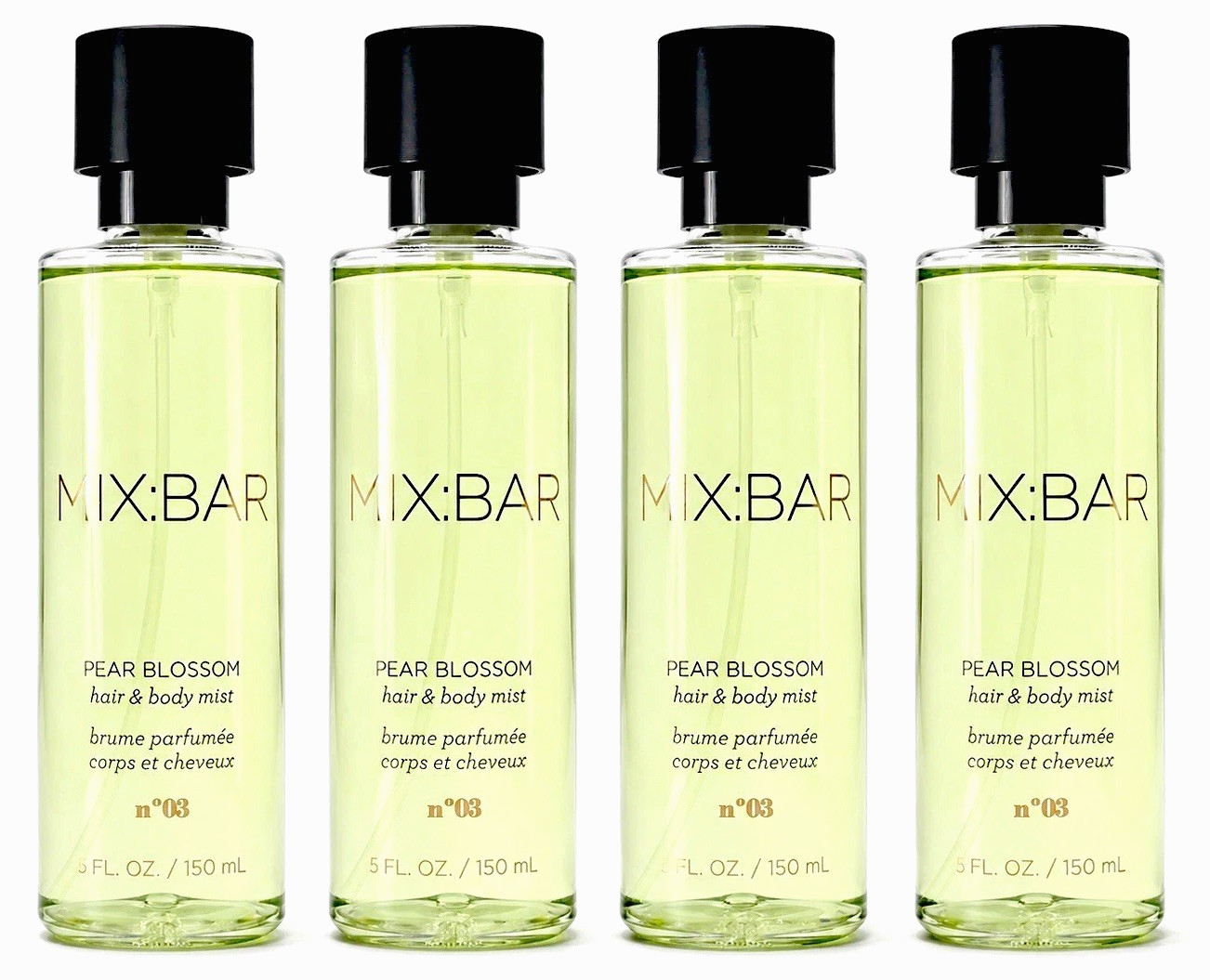 MIX:BAR Pear Blossom- Peony Apple Musk Hair & Body Mist , 4 Pack (5 oz)