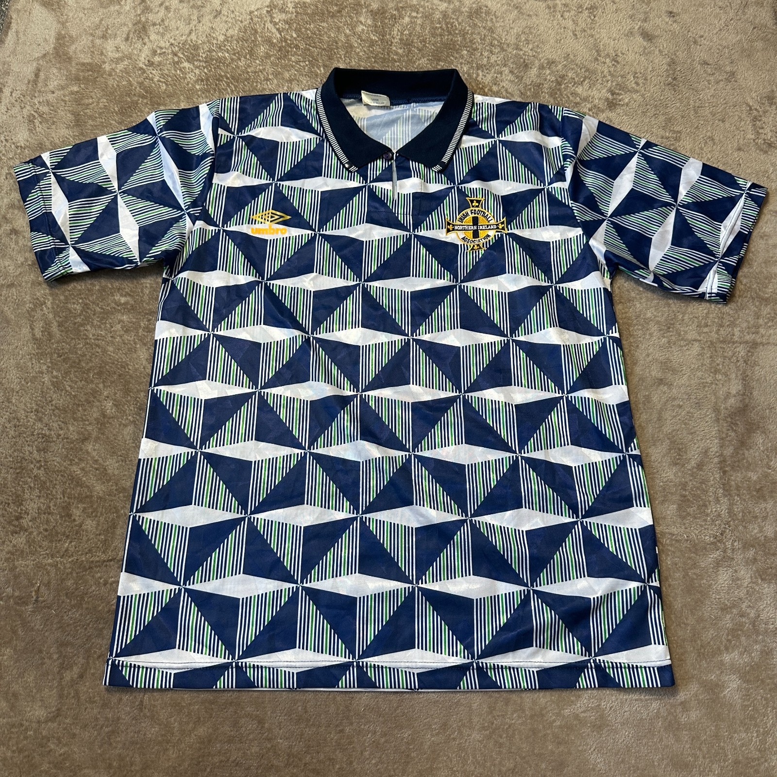 Original Northern Ireland Football Shirt Mens Large L Umbro 1990 Away Vintage