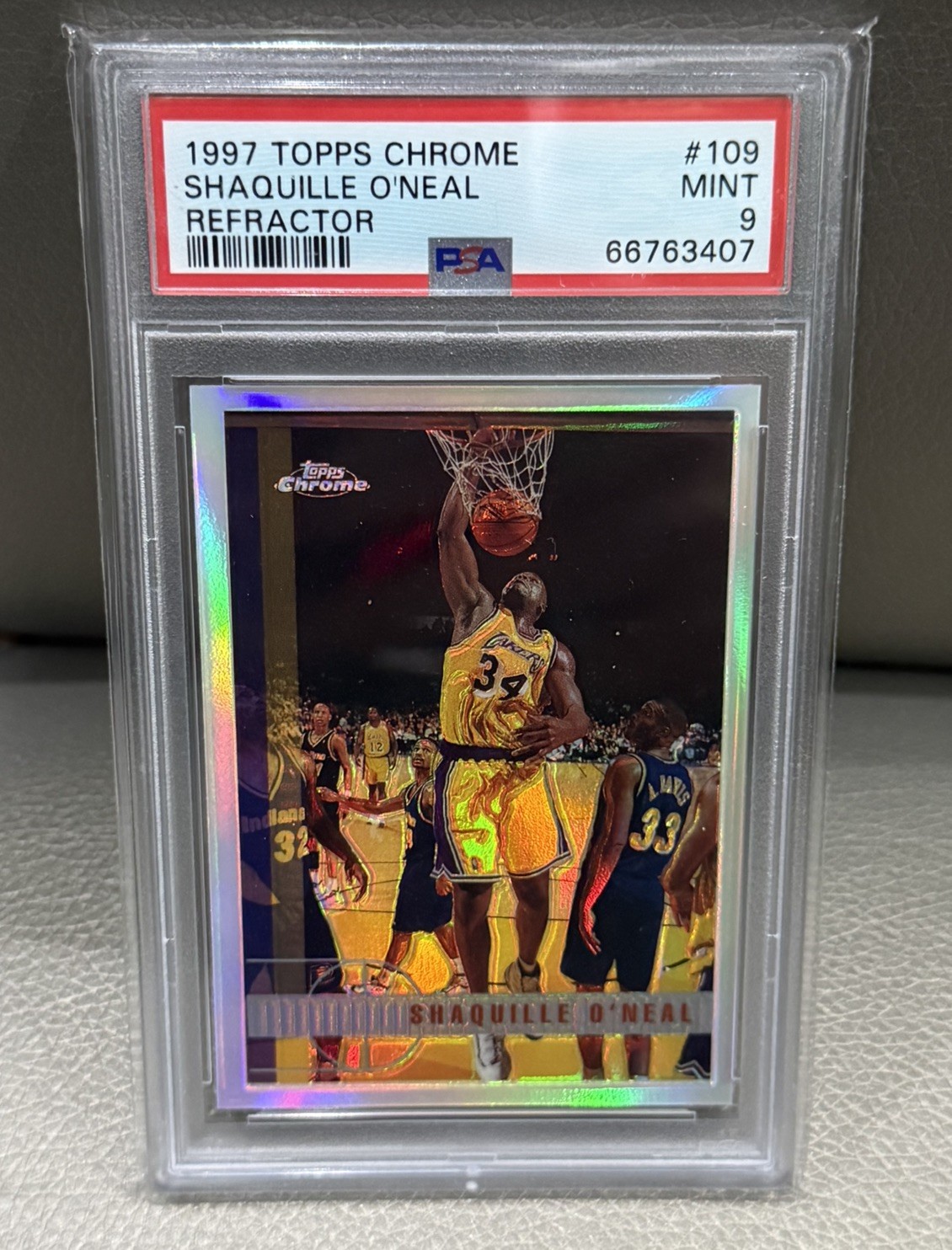 1997 TOPPS CHROME REFRACTOR #109 SHAQUILLE O\'NEAL PSA 9 AMAZING COLOR LOW POP 1997 TOPPS CHROME REFRACTOR #109 SHAQUILLE O\'NEAL PSA 9 AMAZING COLOR LOW POP