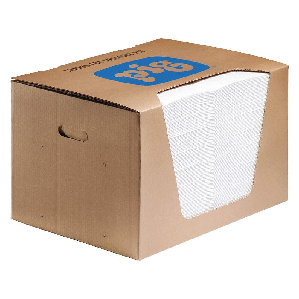 PIG MAT440 Absorb Pad,Oil-Based Liquids,White,PK100 30PV60