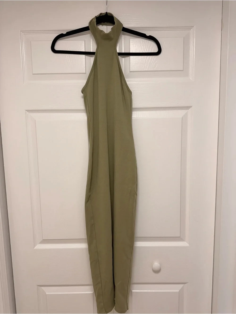 Zara Olive Green Halter Neck Bodycon Maxi Dress Size S
