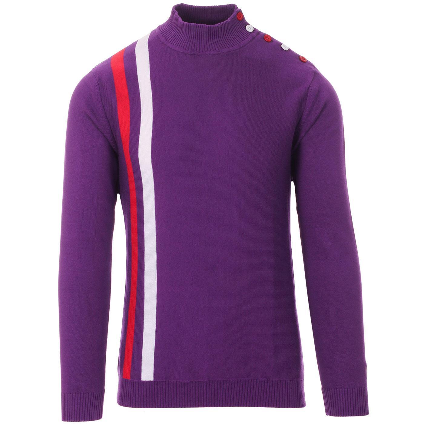 NEW MADCAP MENS 60s MOD RETRO RACING STRIPE TURTLENECK JUMPER MC61 Coleridge NEW MADCAP MENS 60s MOD RETRO RACING STRIPE TURTLENECK JUMPER MC61 Coleridge
