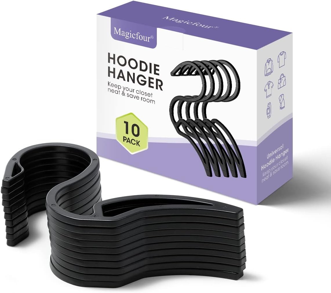 Hoodie Hangers, 10 Pack Hoodie Organizer S Shaped Plastic Hooks Rack