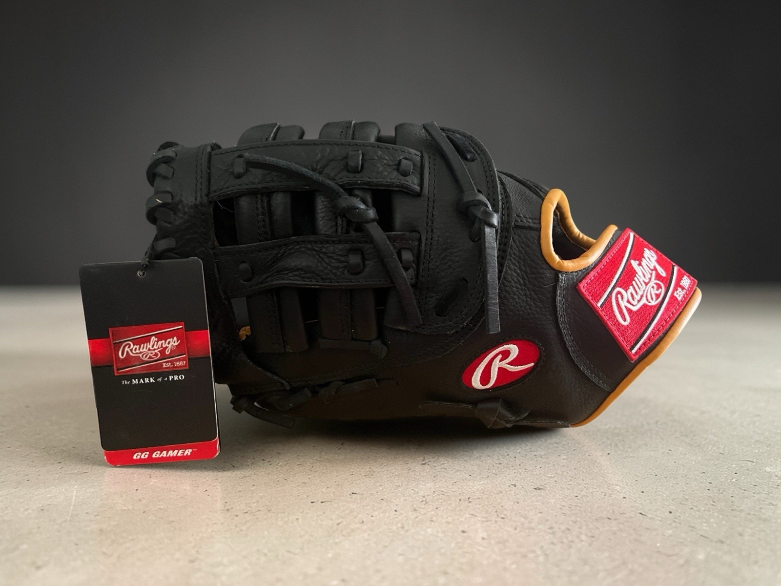 New Rawlings Gamer Series Baseball GFM18GT RH Thrower Glove Black 12.5 Inches
